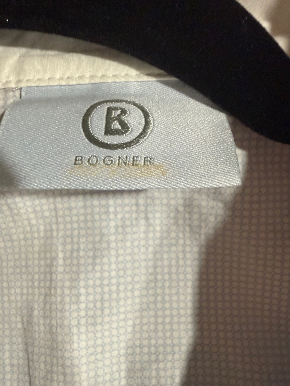 Bogner White Button Down Shirt with Subtle Light Blue Microdot Pattern